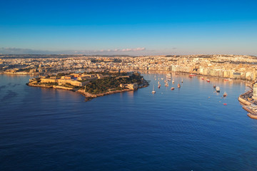 Beautiful aerial scenery of Malta with Sliema coastline