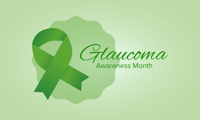 Glaucoma Awareness Month. Celebrate annual in January. Vision problems. Save your eyes. Prevention and protection. Green ribbon. Medical healthcare concept. Poster, banner and background. Vector