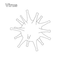 Coronavirus. Sketch. The spread of a dangerous infection. Vector illustration. Outline on an isolated background. Doodle style. Coloring book. The causative agent of atypical pneumonia. Medical topics