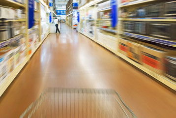 Empty supermarket aisle