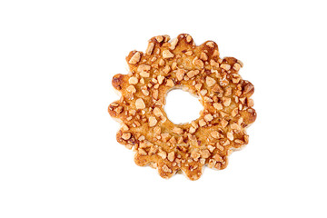 Obraz premium Round cookies with nuts on a white background