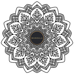 Black and white mandala vector isolated on white. Vector hand drawn circular decorative element.