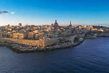 Beautiful aerial scenery of Malta with Valletta city