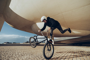 Bmx Flatland Rider Doing A Spin