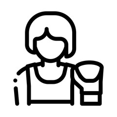 Boxer Woman Icon Vector. Outline Boxer Woman Sign. Isolated Contour Symbol Illustration