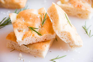 Simple plane pizza with rosemary and salt