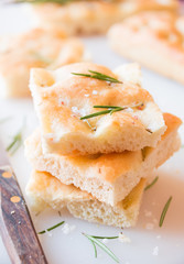 Simple plane pizza with rosemary and salt