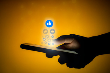 Human using phone sending like
