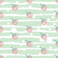 Seamless pattern with hand drawn strawberries on white background