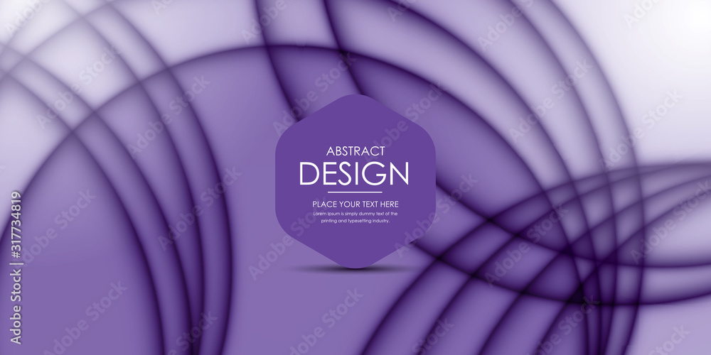 Poster Purple vector background with circle and curve line element overlap layer