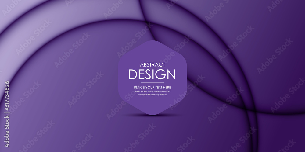 Poster Purple vector background with circle and curve line element overlap layer