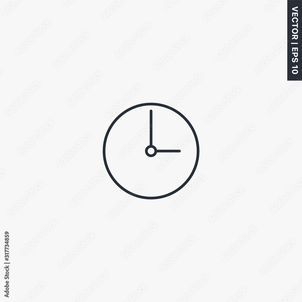 Poster clock, linear style sign for mobile concept and web design