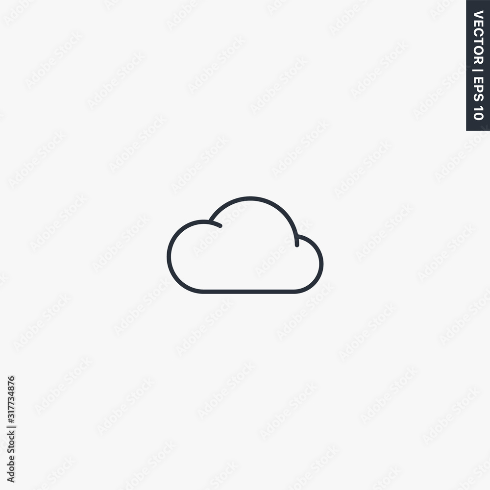 Poster cloud computing, linear style sign for mobile concept and web design