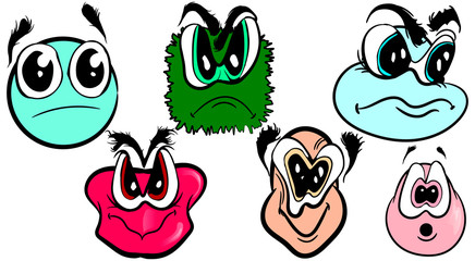 A set of 6 funny emoticons for your creative design