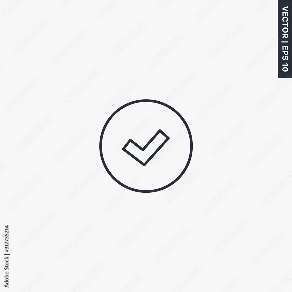 Poster done, linear style sign for mobile concept and web design
