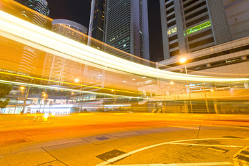 Fototapeta na wymiar Hong Kong night view with car light