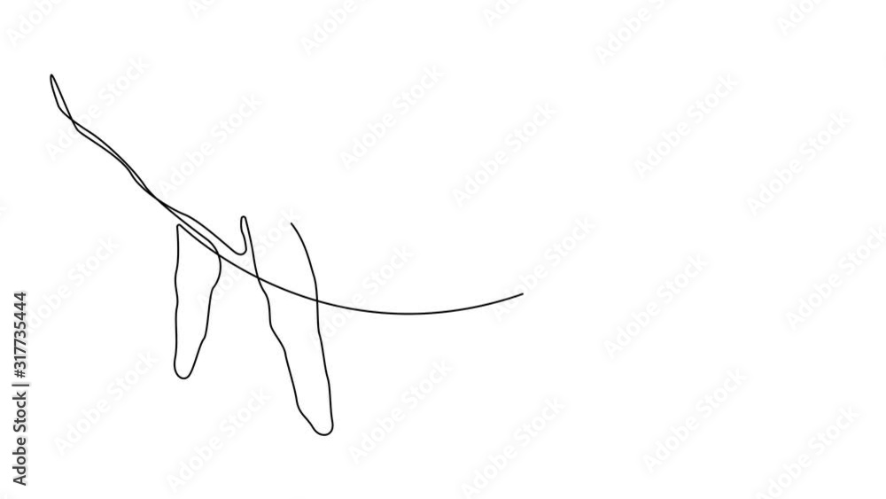 Aufkleber self drawing simple animation of single continuous one line drawing of whale. drawing by hand, black