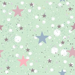 Creative Hand Drawn Seamless Pattern with Stars.