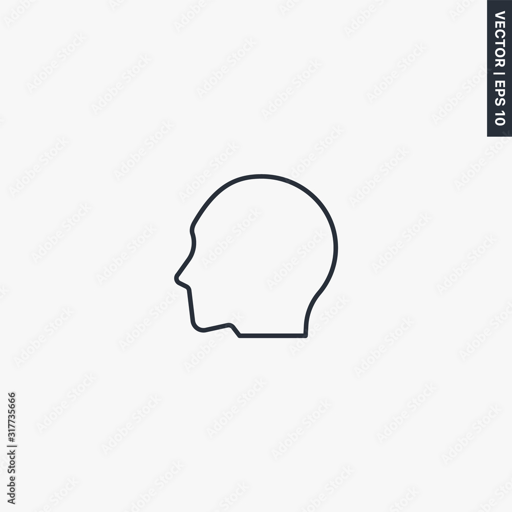 Poster head, linear style sign for mobile concept and web design