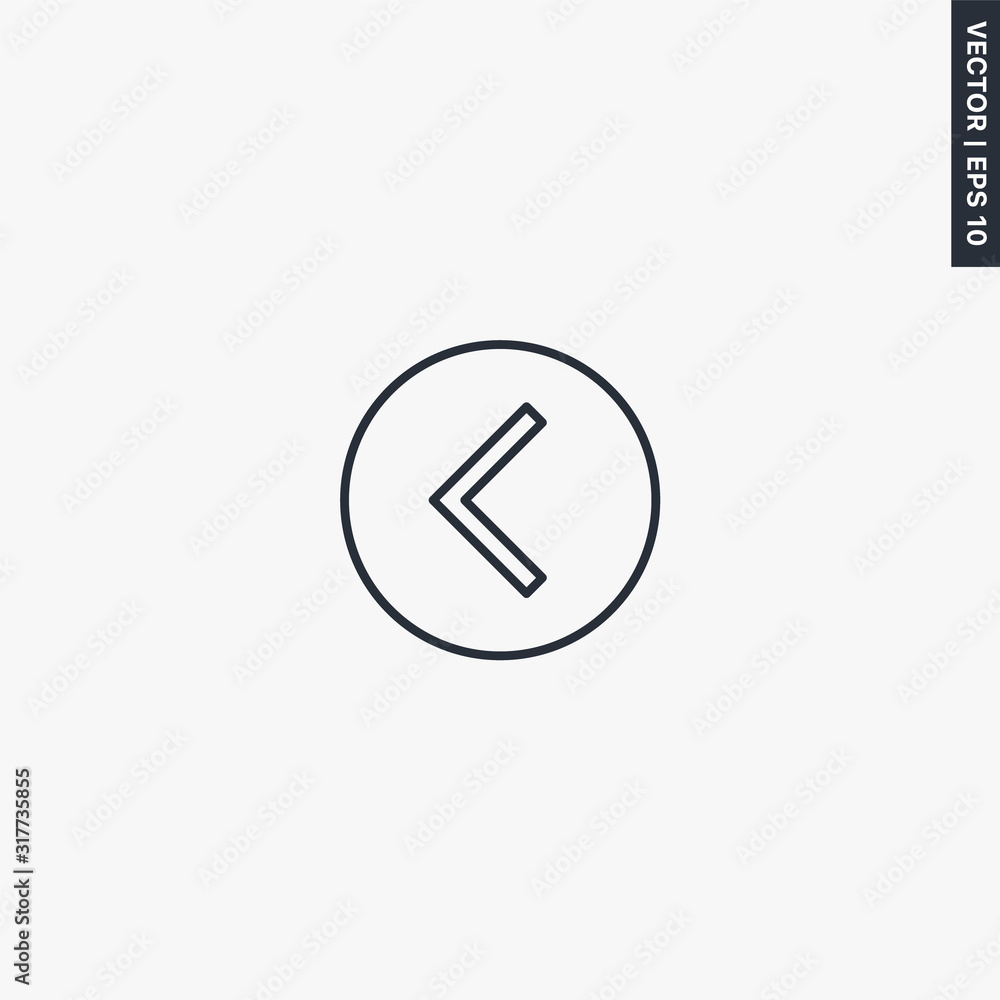 Poster left arrow, linear style sign for mobile concept and web design