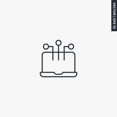 Laptop network, linear style sign for mobile concept and web design