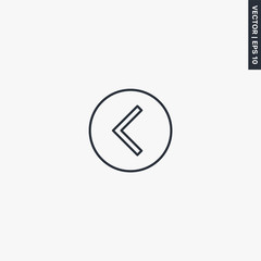 Left arrow, linear style sign for mobile concept and web design