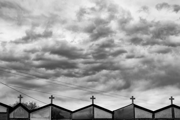 Tombs and a dramatic sky