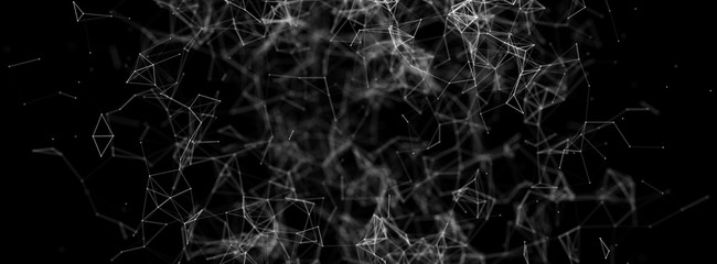 Panorama illustration background. Abstract connecting dots and lines. Concept of science digital technology. 