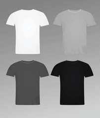 T shirt set. white, grey and black. vector illustration
