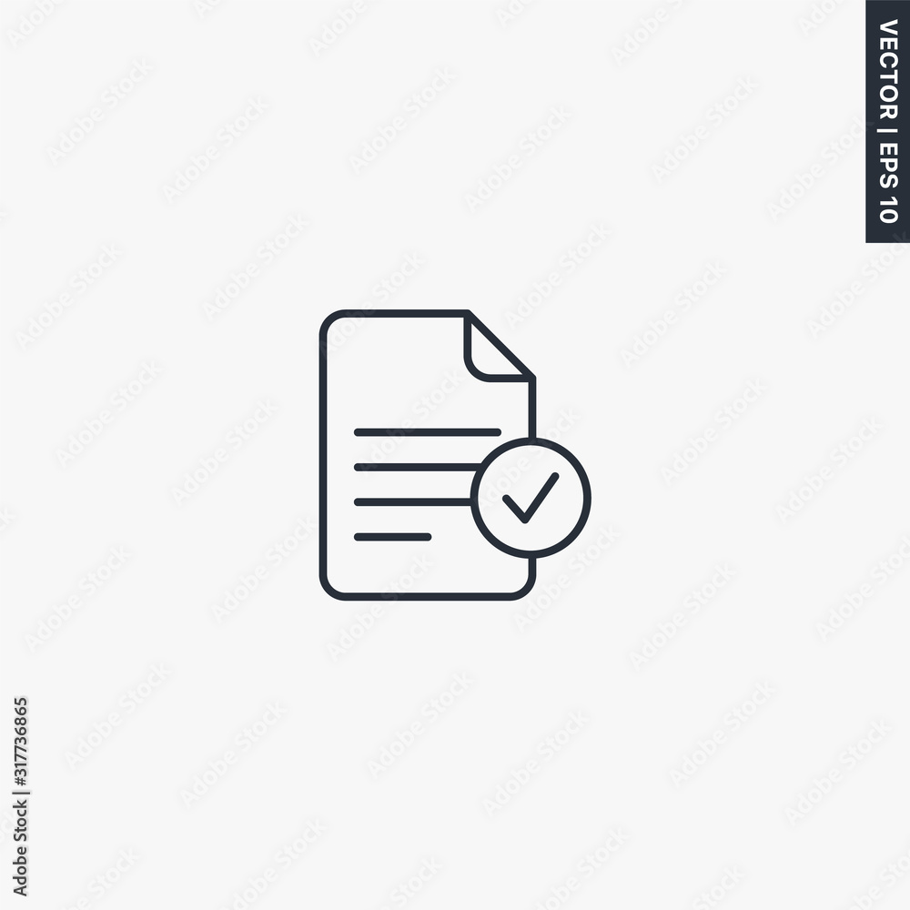 Poster selected document, linear style sign for mobile concept and web design