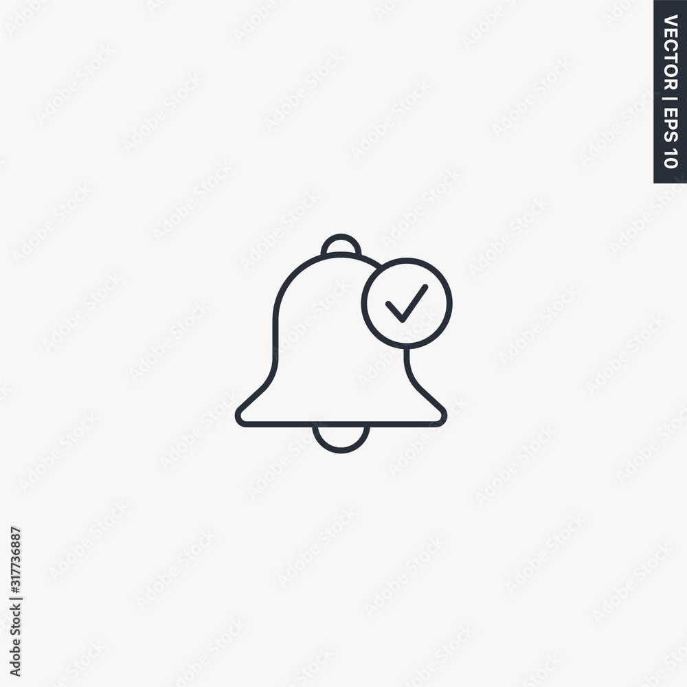 Poster selected notification, linear style sign for mobile concept and web design