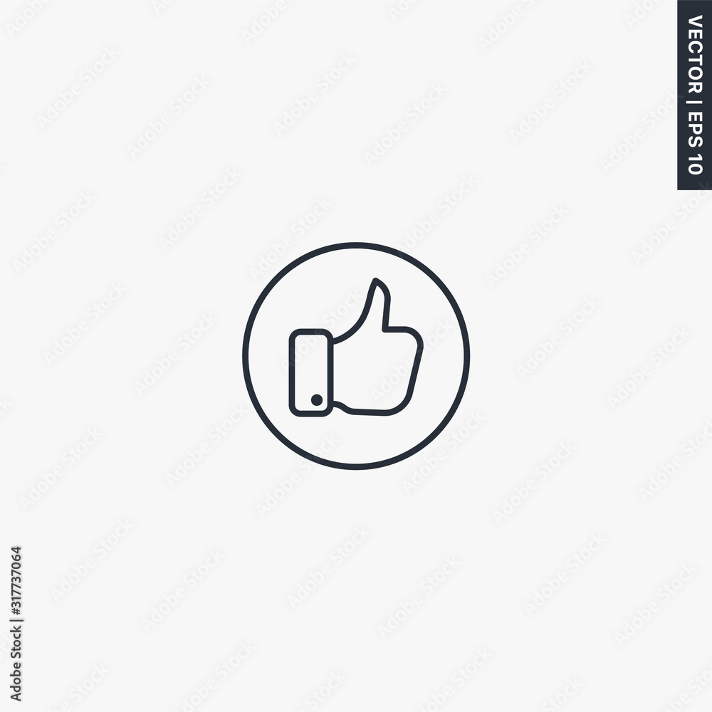 Poster thumb up, linear style sign for mobile concept and web design