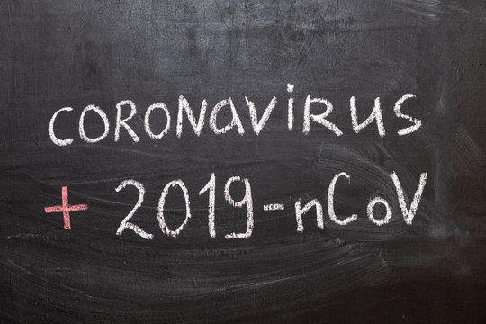 2019-nCoV. The label and the boxes to tick on the chalk Board. Positive or negative. Coronavirus