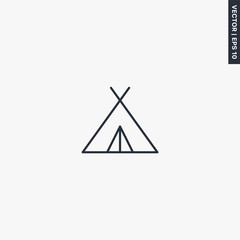 Tourist tent, linear style sign for mobile concept and web design