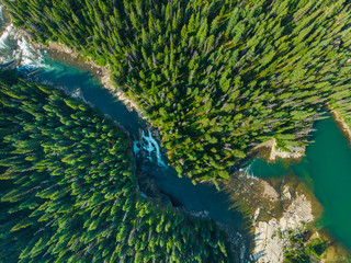 lake river and forest aerial