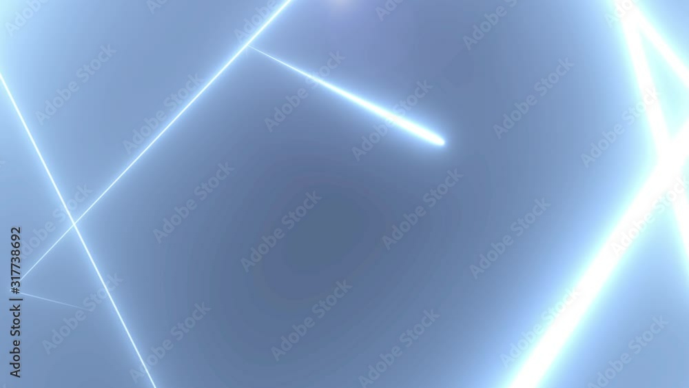 Poster abstract neon triangle tunnel motion background. digital tunnel of triangles composed of white-blue 