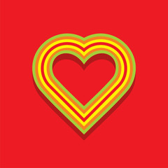 Red heart on white background.