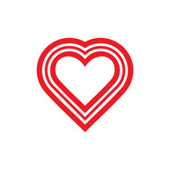 Red heart on white background.