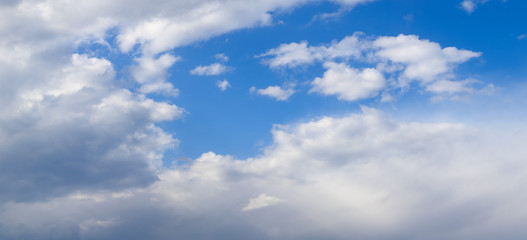 Naklejka na ściany i meble Blue sky Panoramic. Clouds Panoramic background.