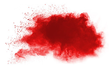 Launched red powder on white background.