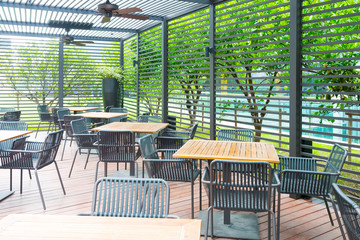 Empty beer garden
