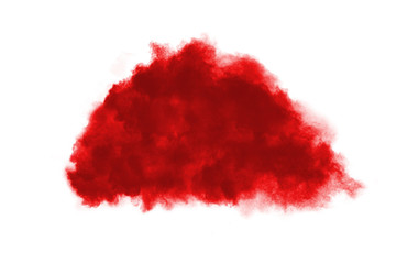 Launched red powder on white background.