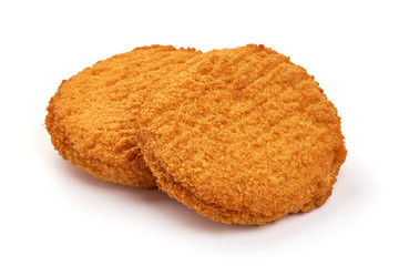 Chicken cordon bleu with cheese in breadcrumbs, swiss food, isolated on white background