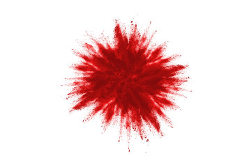 Launched red powder on white background.
