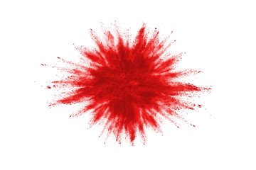 Launched red powder on white background.