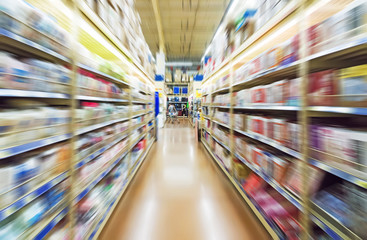 Empty supermarket aisle