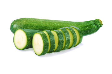 Fresh cutted zucchini isolated on a white background.