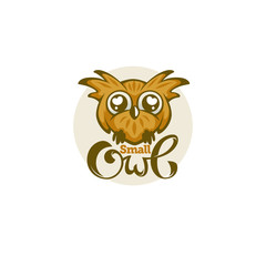 small and cute baby owl for your logo with lettering composition