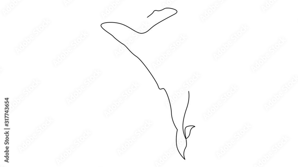 Poster self drawing simple animation of single continuous one line drawing of whale. drawing by hand, black