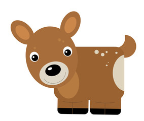 cartoon scene with farm animal deer roe on yellow stripes illustration